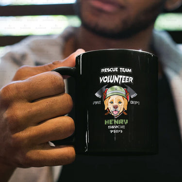 Personalized Dog Gift Idea - We Are Rescue Team Volunteer Fire Dept Since 1989 For Dog Lovers - Black Mug